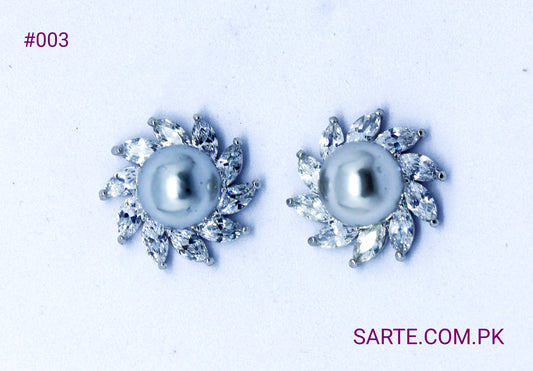 Cultured Button Pearl & White Cubic SLV